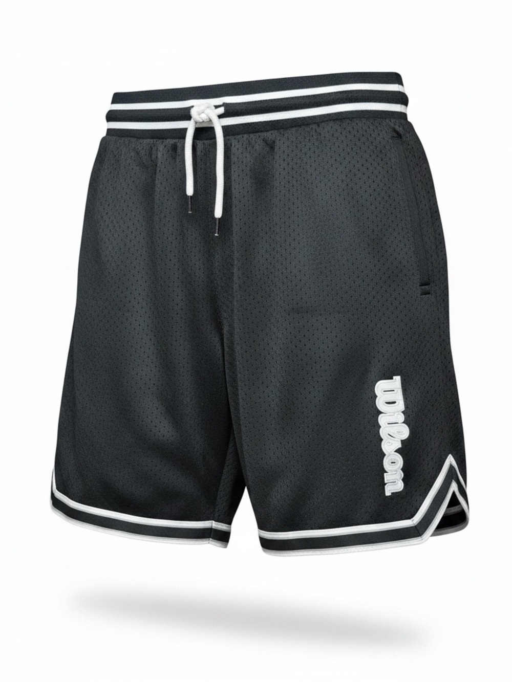 Wilson Men’s Black Athletic Mesh Shorts with White Trim